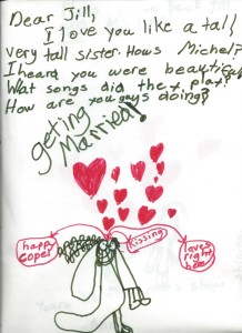 My Niece Annie made me a card for my wedding.  This is one of the pictures in it. 