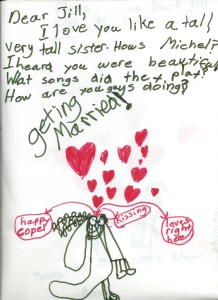 My Niece Annie made me a card for my wedding. This is one of the pictures in it.